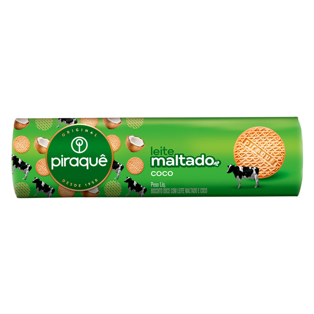 Biscoito Piraquê Leite Maltado Sabor Coco 132g em Oferta na Shopee