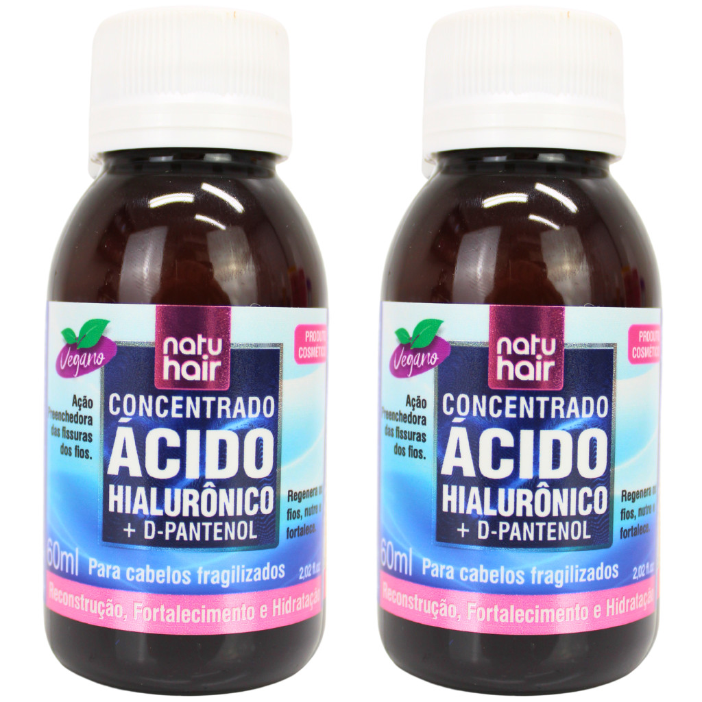 Kit 2 Concentrados Ácido Hialurônico + D-Pantenol Natuhair 60ml