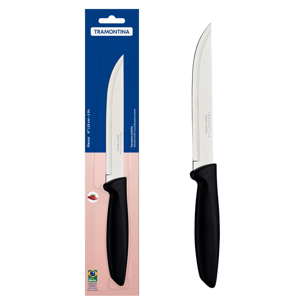 Faca de Cozinha Tramontina Plenus em Inox com Cabo Plástico 6" em Oferta na Shopee
