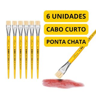 KIT 6 PINCEL PARA PINTURA ESCOLAR CHATO ARTISTICO GUACHE CABO CURTO ARTESANATO 715C - PINCEIS CASSIA