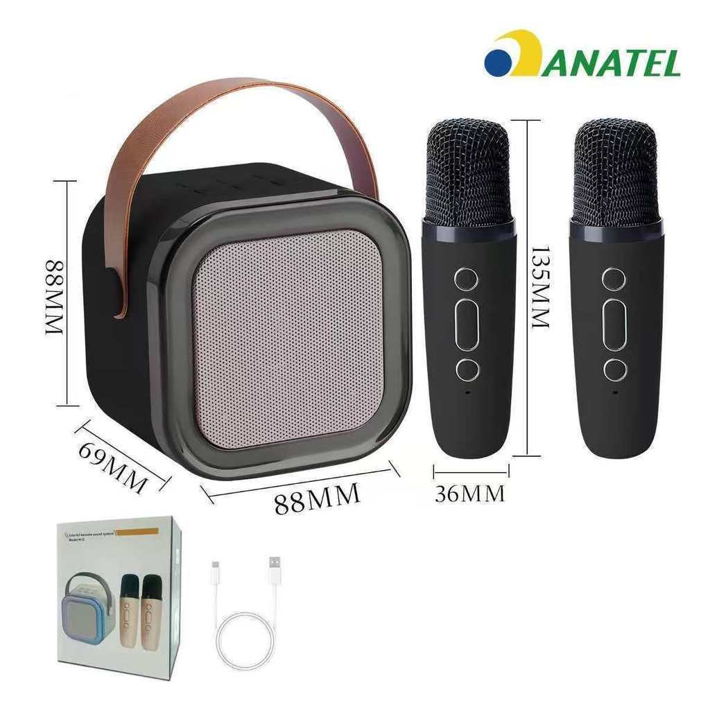 Mini alto-falante portátil sem fio Bluetooth para karaokê, com microfone único e duplo.  ming em Oferta na Shopee