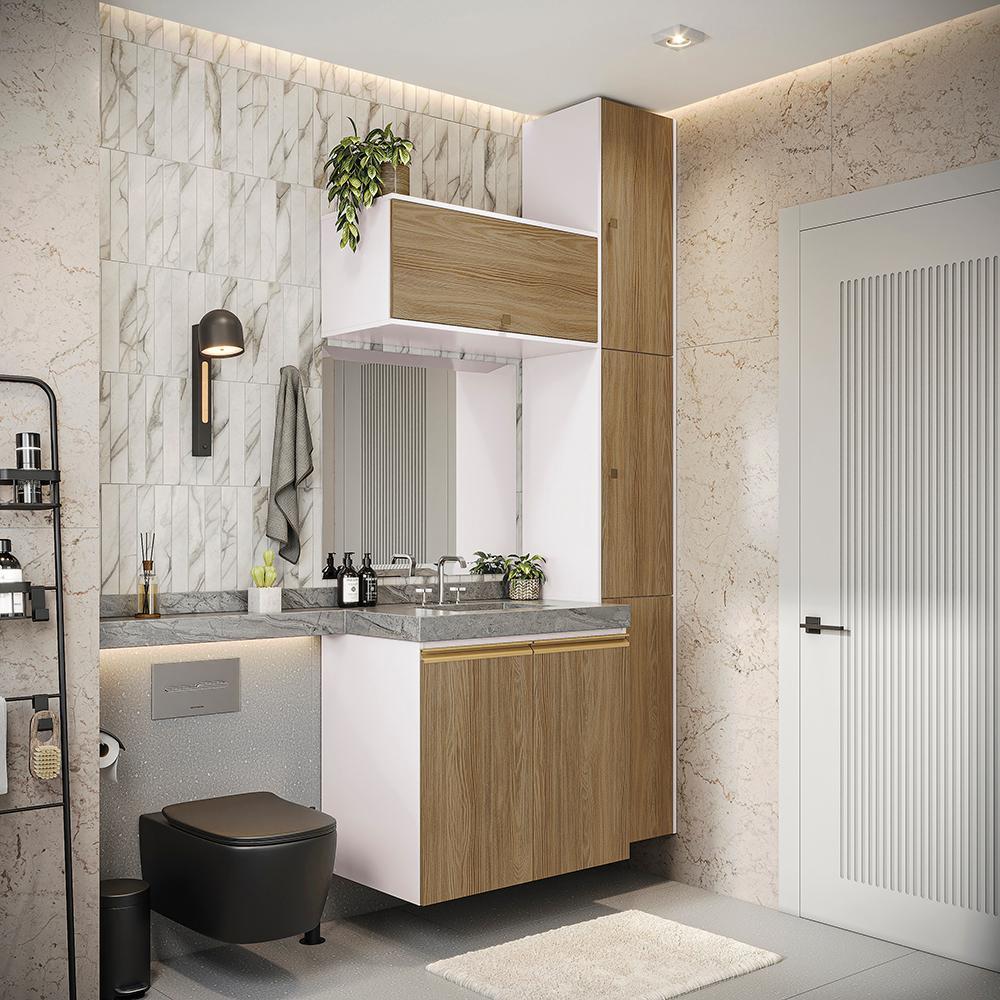 Conjunto para Banheiro Kappesberg Celeste 5 Peças Branco/Nogueira 116,5cm em Oferta na Shopee