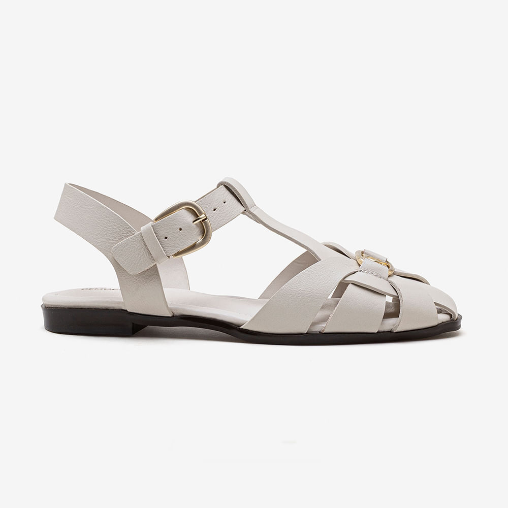 Sandália Feminina Luiza Couro Off White em Oferta na Shopee