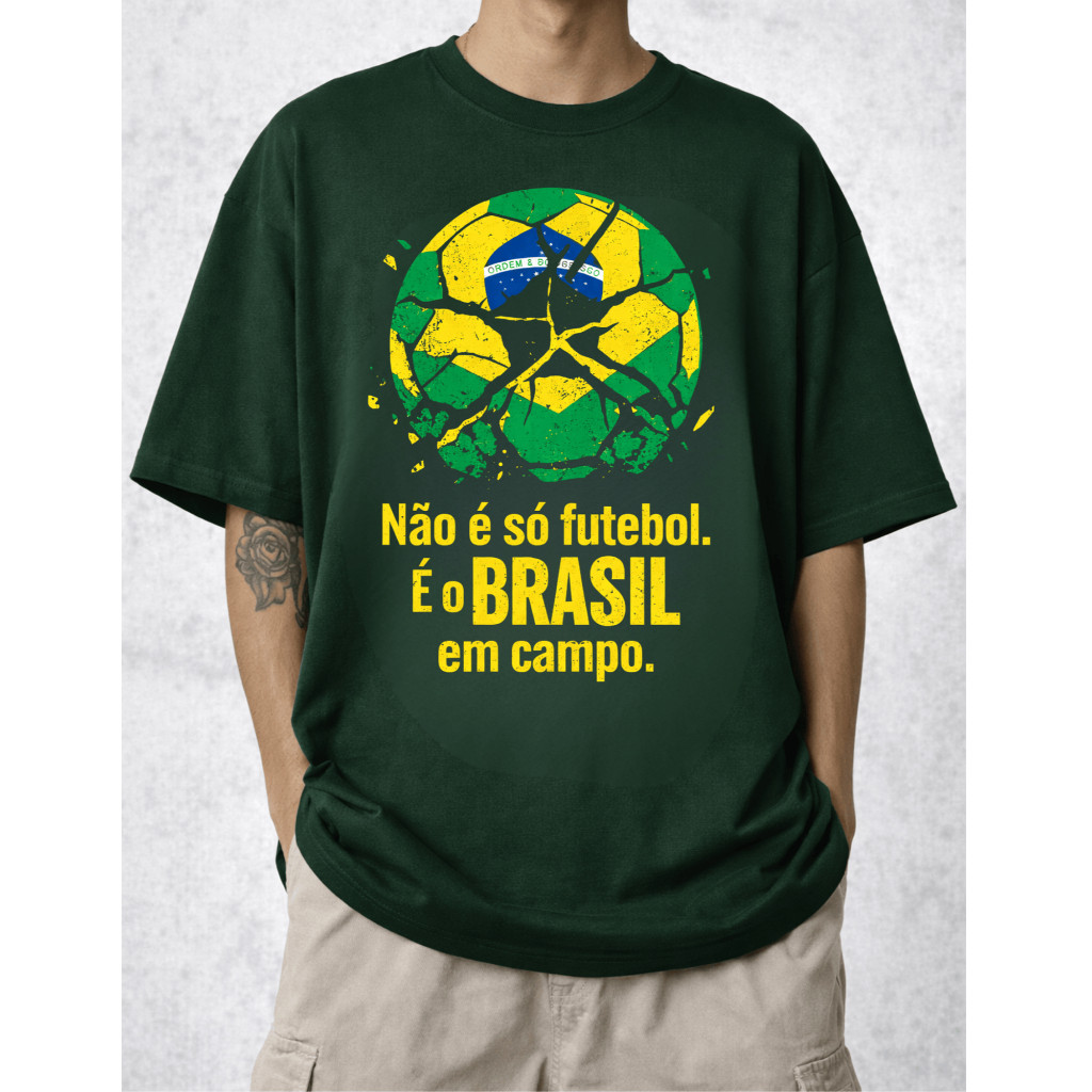 Camiseta Oversized Unissex Personalizada Copa do Mundo 2026 Brasil Jogo Masculino Feminino 100%