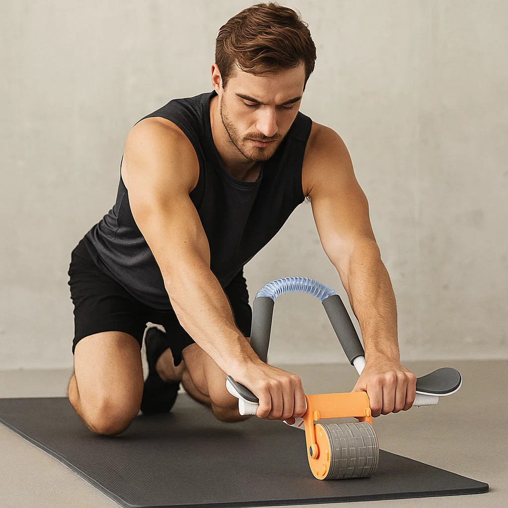 Roda Dupla Abdominal com Apoio Exercício Treino Casa Fitness Braço Aparelho Fortalecer Músculo