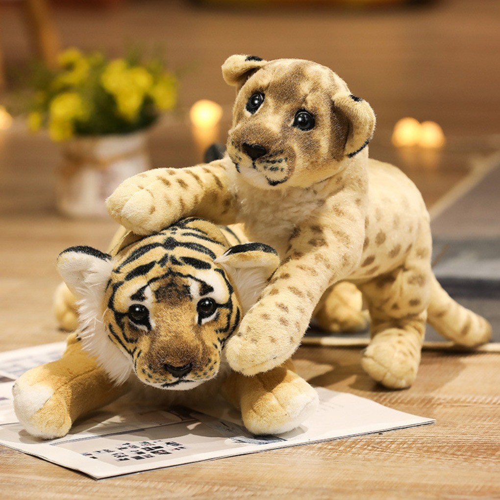 Realista Deitado Floresta Animal Brinquedos De Pelúcia Leão Tigre Leopardo Macio Hugggable Bonecas Jogar Brinquedo Decor