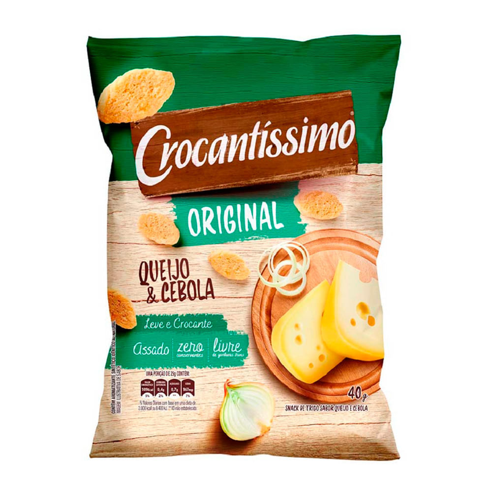 Biscoito Crocantíssimo Sabor Queijo com Cebola 40g em Oferta na Shopee