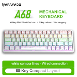 APAYADO A68 Teclado Mecânico com Fio 68 Teclas RGB e Hot-Swappable para PC e Mac