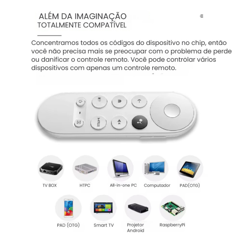 Controle Remoto Compatível Google TV Chromecast 4K com Infravermelho IR para TV Microfone LED LE-7642 — imagem 2 de 2