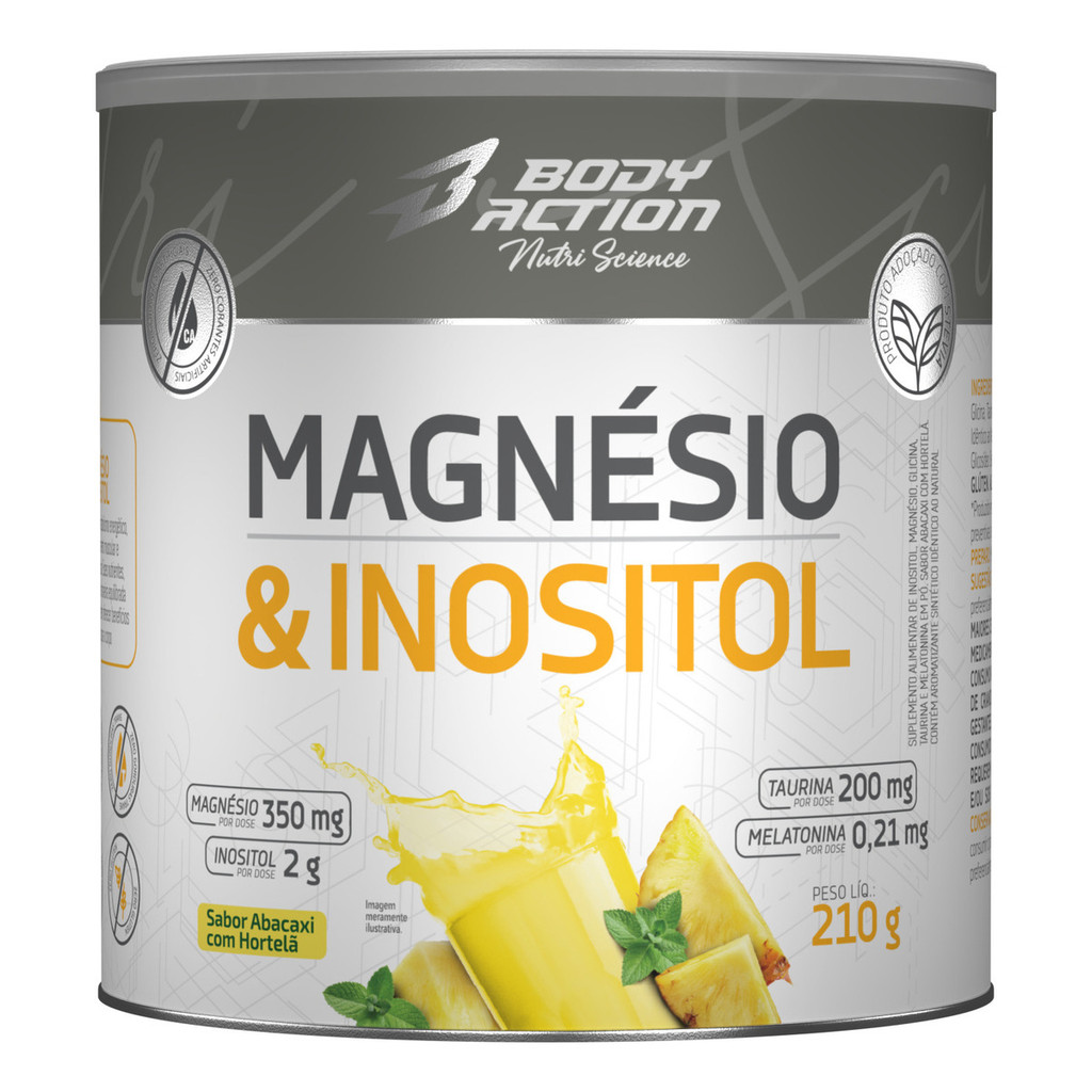 Magnesio & Inositol 210g Abacaxi Com Hortelã Bodyaction Magnesio & Inositol 210g Abacaxi Com Hortelã Bodyaction