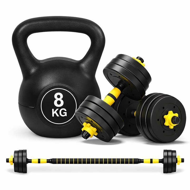Kit Halteres 20kg Musculação Bonafit Ajustável + Kettlebell 8kg Academia
