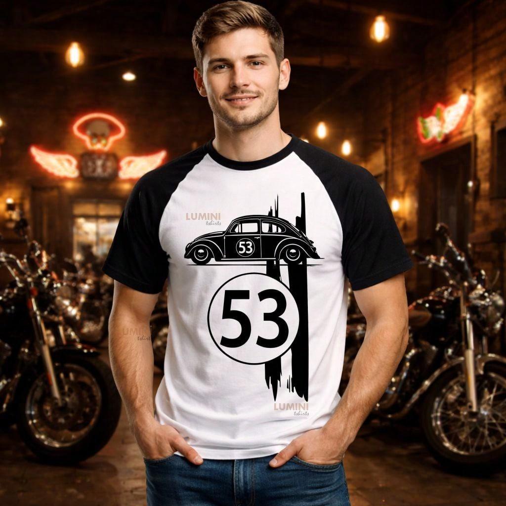 Camiseta RAGLAN Unissex, FUSCA HERBIE PB, moda casual, Blusa personalizada, moda masculina, moda feminina