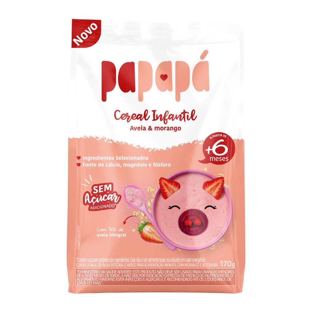 Cereal Infantil Papapá Aveia e Morango 170g em Oferta na Shopee