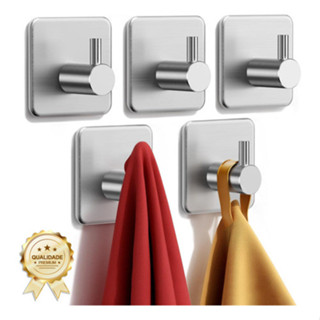 Kit 5 Ganchos Adesivos Autoadesivos Inox 304 Escovado Prateado - Resistente e Durável em Oferta na Shopee