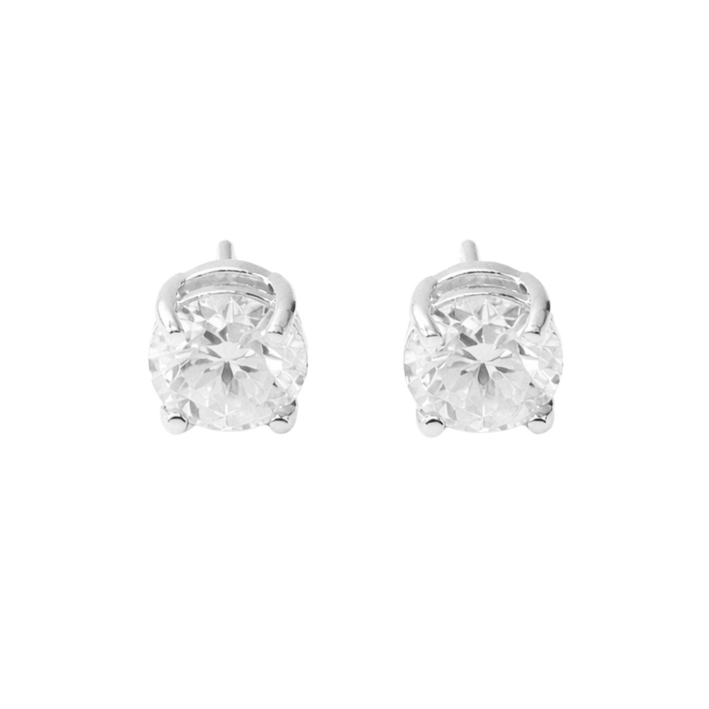 Brinco Ponto de Luz Moissanite 8mm Em Prata 925