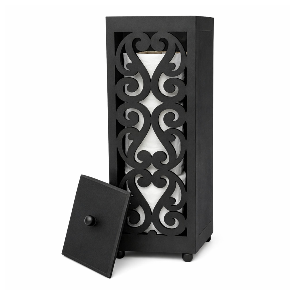 Suporte Porta Papel Higiênico MDF Arabesco Decorativo para Banheiro e Lavabo