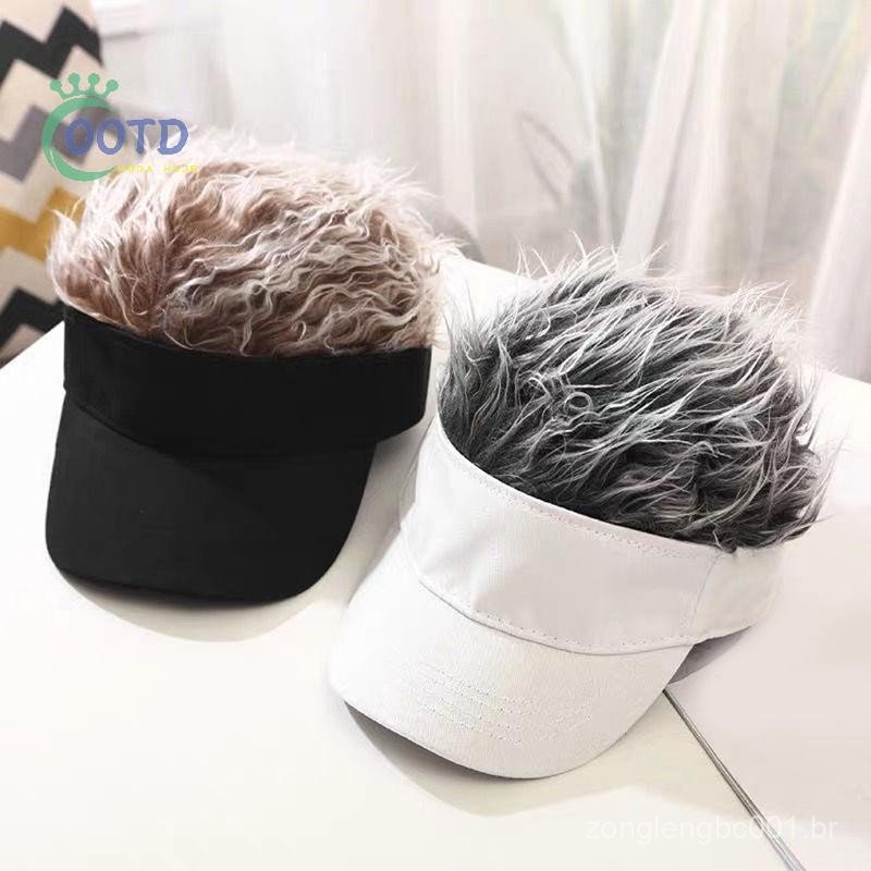 Moda Hoje Unissex Casual Viseira Chapéu Masculino Feminino Ajustável Sol Guarda-Hip Hop Boné De Beisebol Com Perucas De