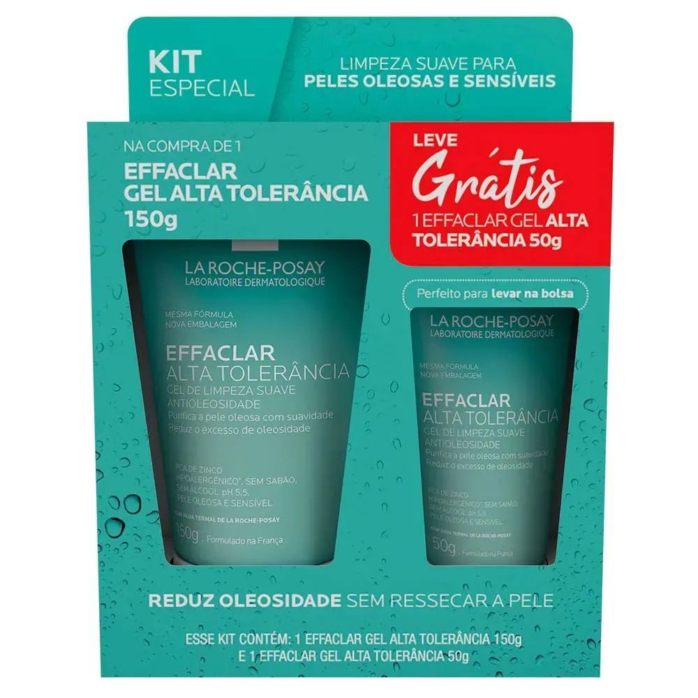 Kit Gel de Limpeza Facial Effaclar Alta Tolerância La Roche-Posay 150g e Ganhe Gel Effaclar 50g em Oferta na Shopee