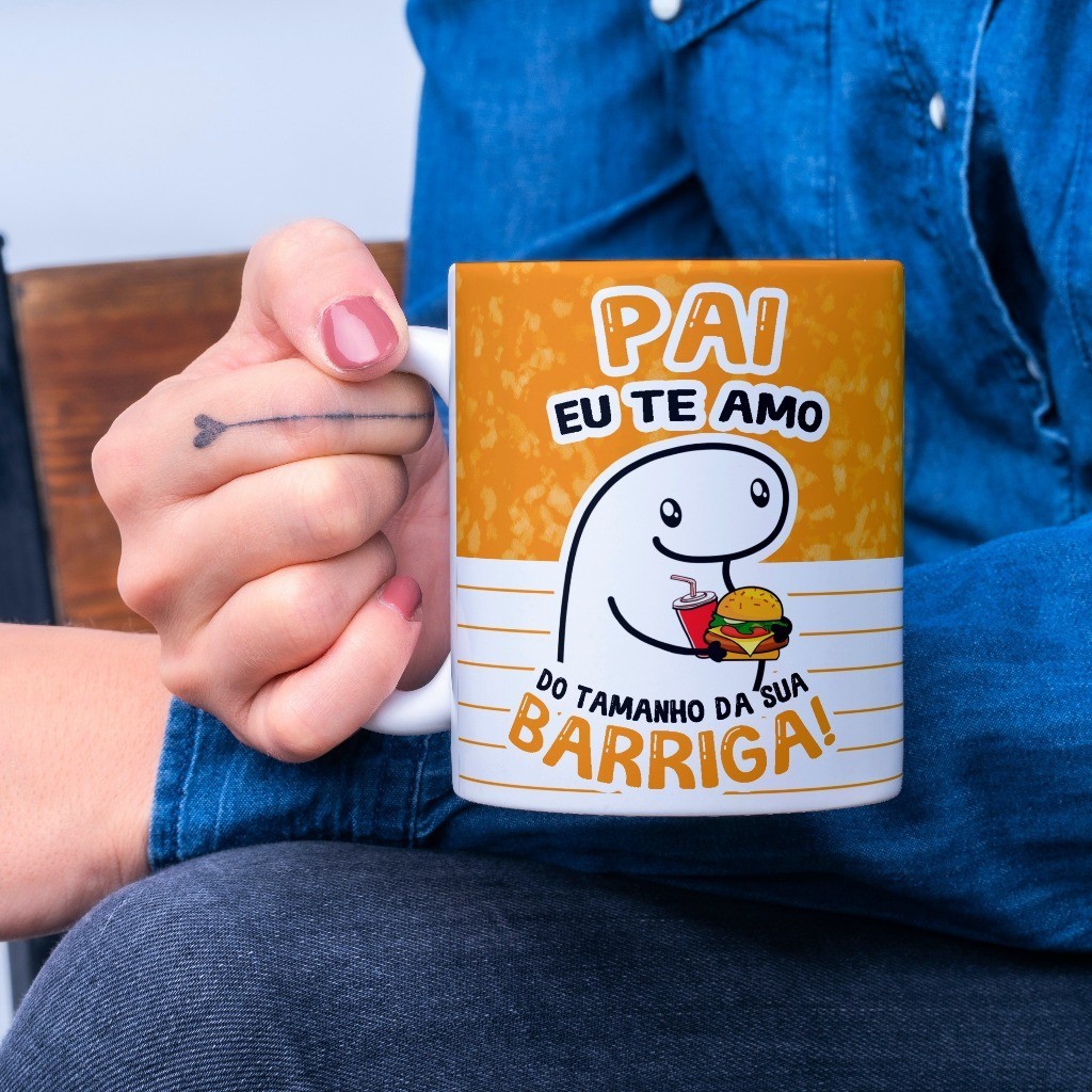Caneca Dia dos Pais Personalizada Pai Te Amo Do Tamanho Da Sua Barriga 2 divertida OFERTA RELÂMPAGO