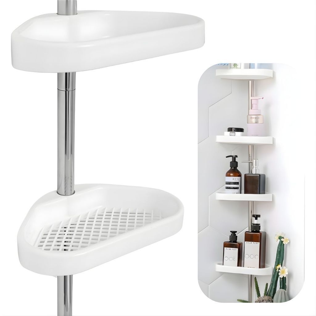 Prateleira Banheiro Sem Furo Suporte Ajustavel Porta Toalha Sabonete Shampoo Condicionador 4 Andares