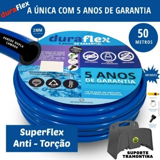Mangueira de Jardim Reforçada Siliconada 50mts+Suporte Mang. Profissional