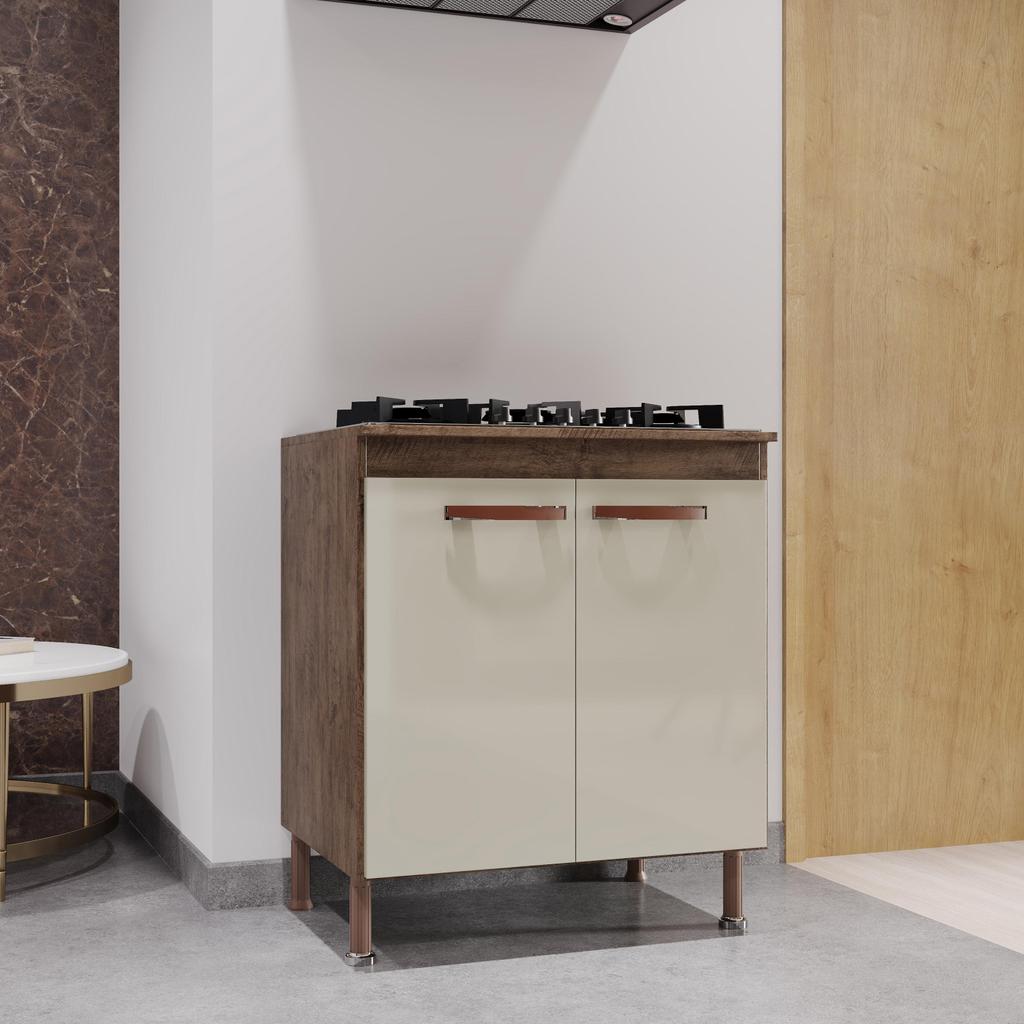 Balcão Modulado Com Tampo Fidelitá Lisboa 70cm 2 Portas Noce/Off-White em Oferta na Shopee