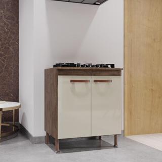 Balcão Modulado Com Tampo Fidelitá Lisboa 70cm 2 Portas Noce/Off-White em Oferta na Shopee