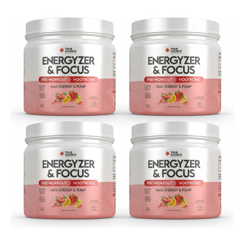 Kit 4 Pré Treino Energyzer Fruit Punch 360g True Source Fruit Punch