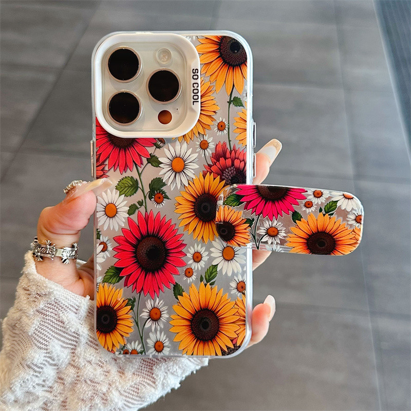 Capa de celular girassol com iPhone 17 16 15 14 13 12 11 PRO MAX XS XR 7 8PLUS SE AIR Suporte casca macia