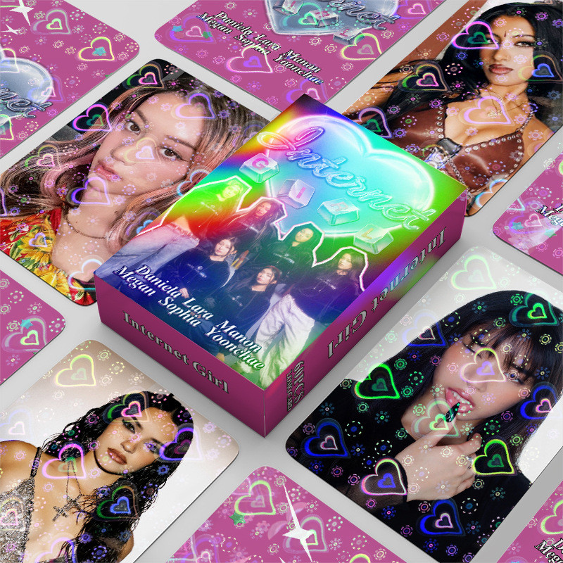 30-124pcs KATSEYE Cartões Postais A Laser Em Forma De Coração 2026 Saudações Da Temporada Internet Girl Lomo Cards SOPHI