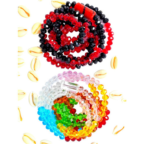 Kit 2 Guias Umbanda 7 Linhas E Exu Pombogira Cristal 8mm 180 Contas Preto Cordonê Umbanda Candomblé