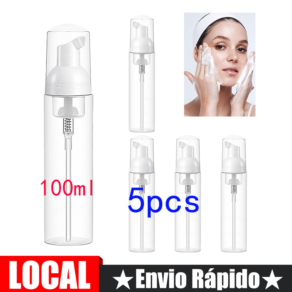 5 frascos dispensadores de espuma transparentes de 100 ml Frascos dispensadores de espuma portáteis Material plástico