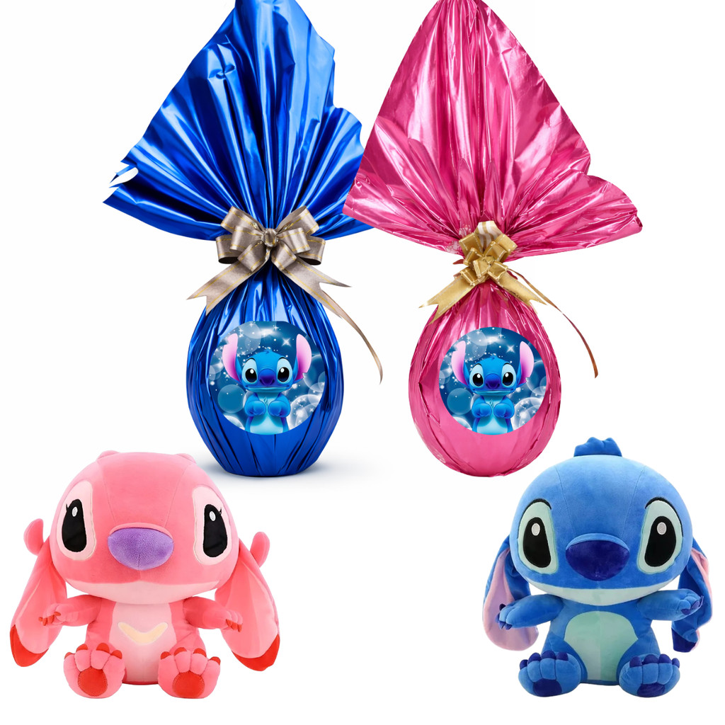 KIT Ovo de Páscoa Stitch Pelúcia Presente Infantil Emite Som 200g em Oferta na Shopee