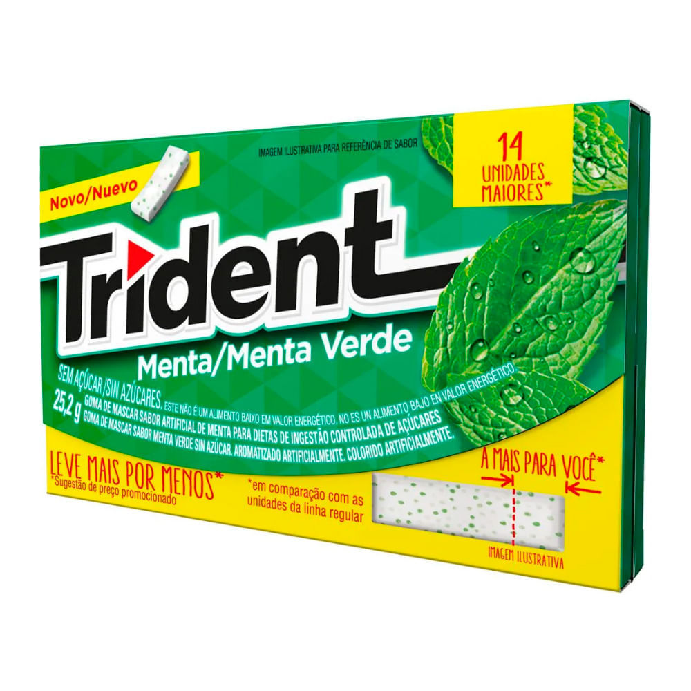 Chiclete Trident Sabor Menta Sem Açúcar 25,2g em Oferta na Shopee