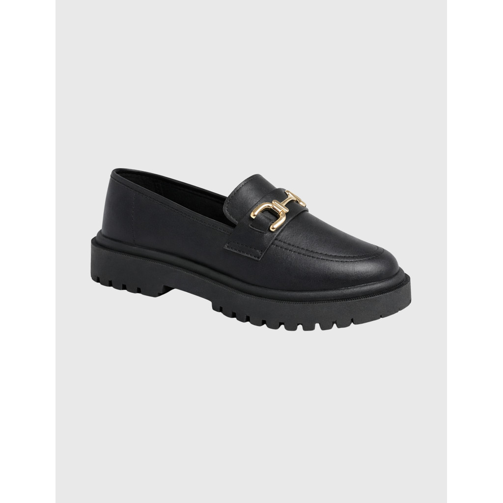 Mocassim Feminino Tratorado Enfeite Dourado Casual Plataforma Confortável