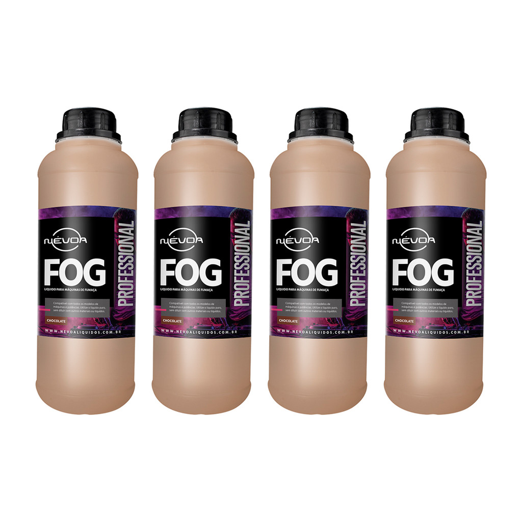 Kit 4 Líquidos Para Máquina de Fumaça 1 Litro Chocolate Fluido Linha Professional Névoa