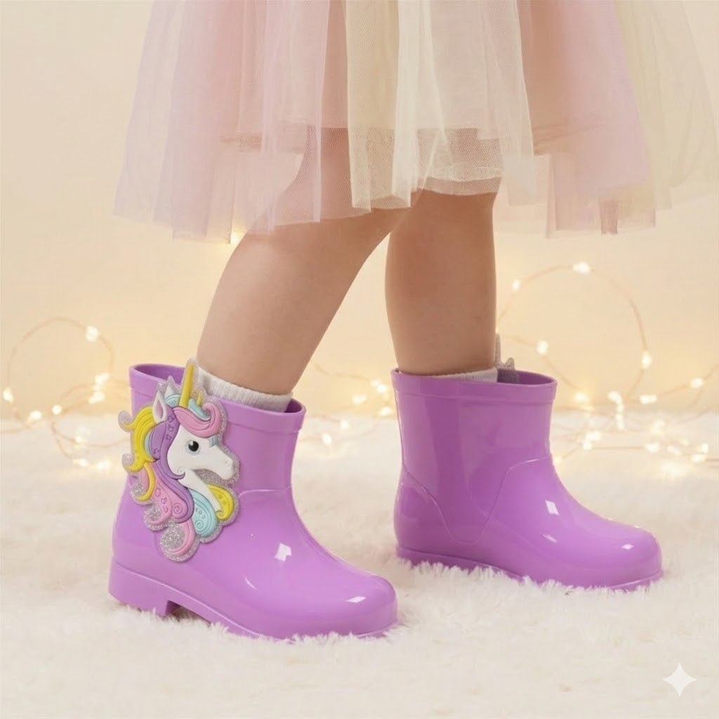 Galocha Infantil Menina Zello Cano Baixo Unicórnio Impermeável