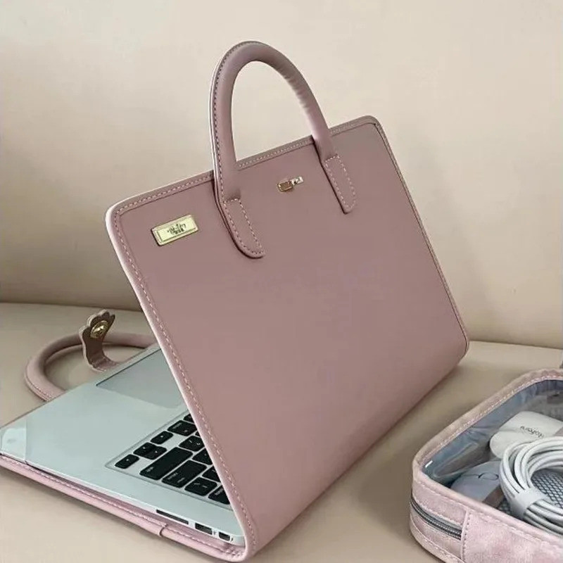 Capa Rosa Para Laptop Fashion Com Alça PU Protetora Bolsa Macbook , Lenovo , Xiaomi , Huawei