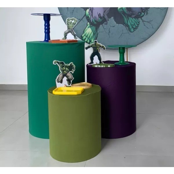 trio de capas mesas cilindros veste facil com elastico roxo, oliva e verde