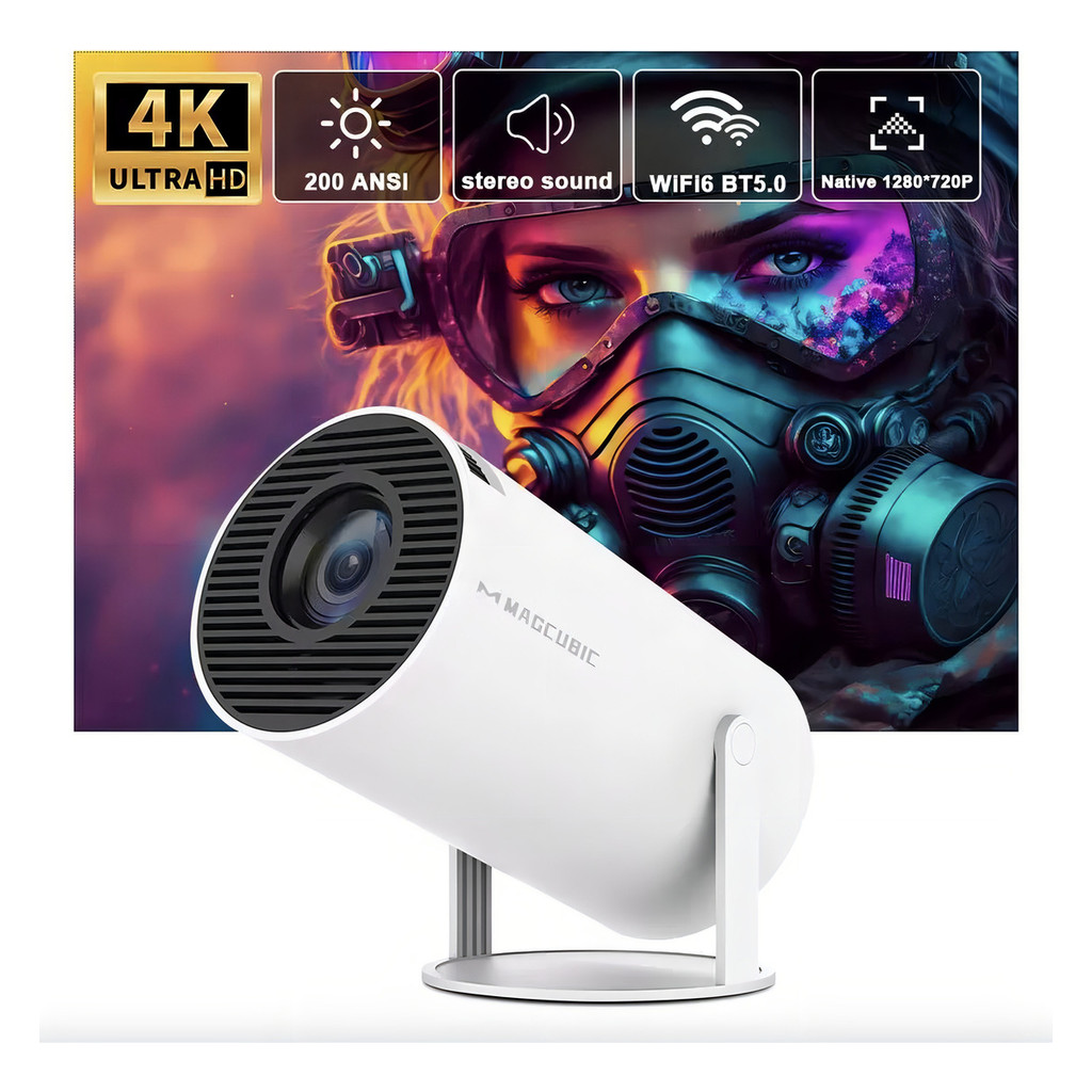 Projetor Android 11 4k Dual Wifi6 200 Ansi H713 Bt5.0 1080p Cor Branco 127/220v