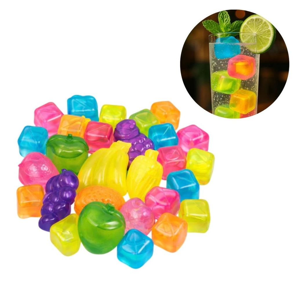 KIT ATÉ 40 Cubos de Gelo Reutilizáveis Coloridos – Use em Bebidas, Festas, Cooler ou Bolsa Térmica em Oferta na Shopee