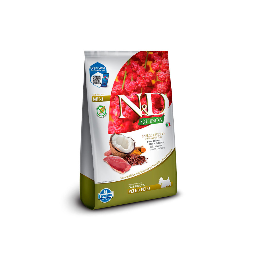 Ração N&D Quinoa Pele e Pelo para Cães Adultos Mini  Sabor Pato 7kg