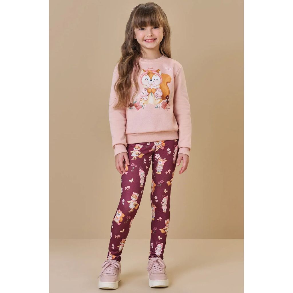 Conjunto Menina Blusão Moletom e Legging Térmica Infanti