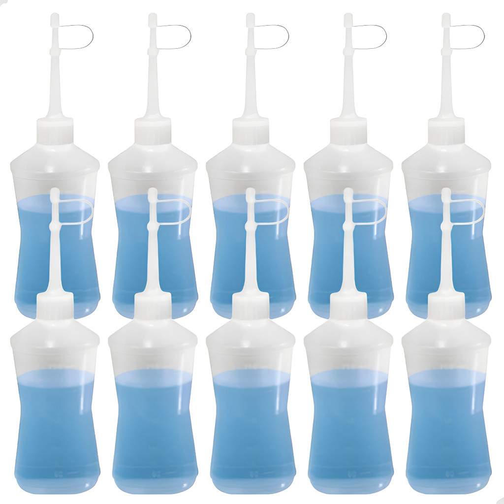 Almotolia 250ml Plástica Natural Bico Reto Frasco Kit Com10 unidades