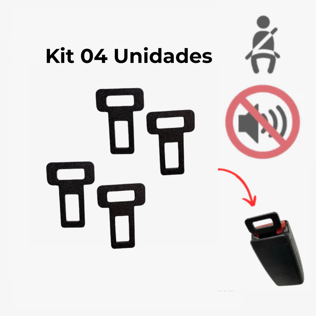 2 Pares de Fivela Lingueta Clip Anti Bip Cinto Segurança Trava Alarme Barulho Som Universal Todos