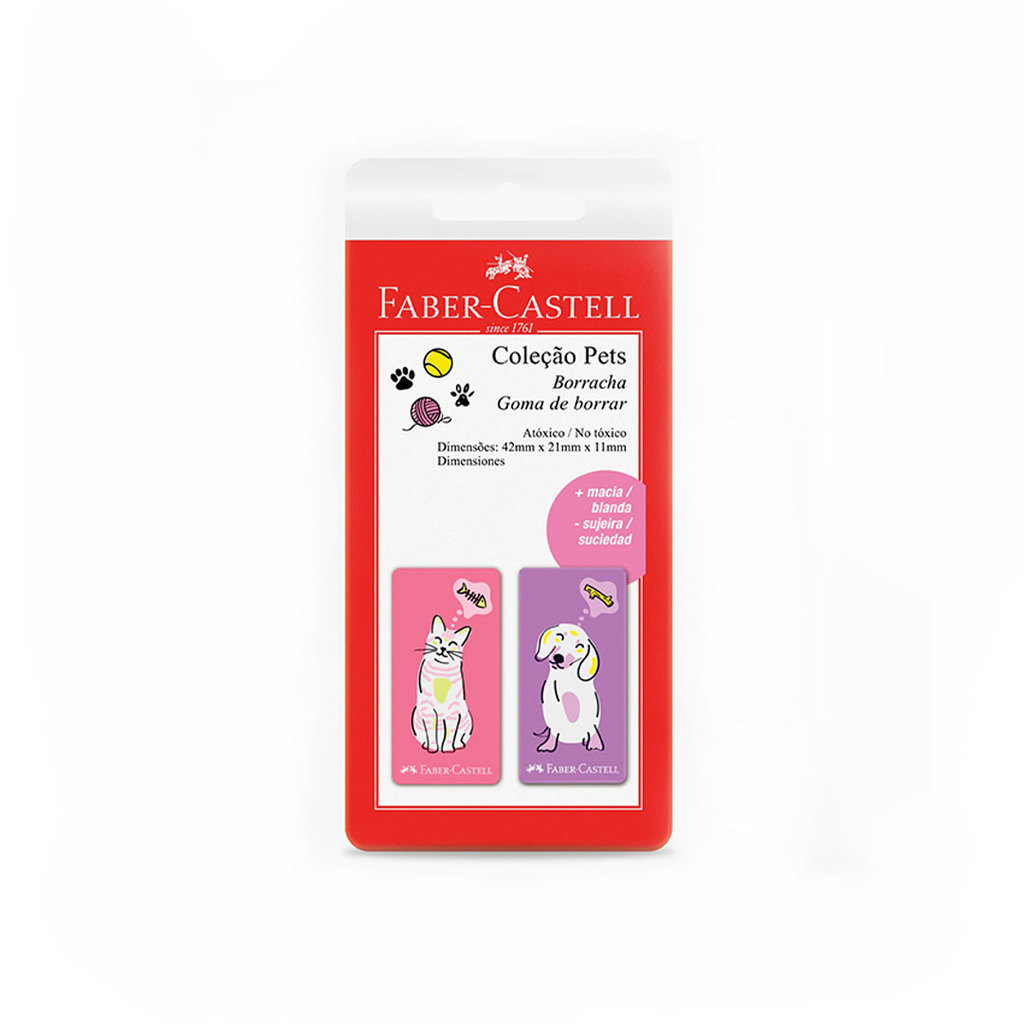 Borracha Pets Rosa e Roxa SM/7024PETRR com 2 unidades Faber-Castell em Oferta na Shopee