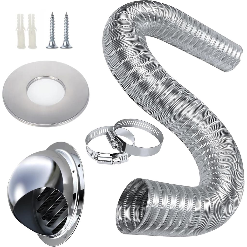 Kit de Entrada de Ar Fresco para Fogão a Pellets, Tubo para Fogão a Pellets de 2" x 60", Capa Externa Respirável para Ch