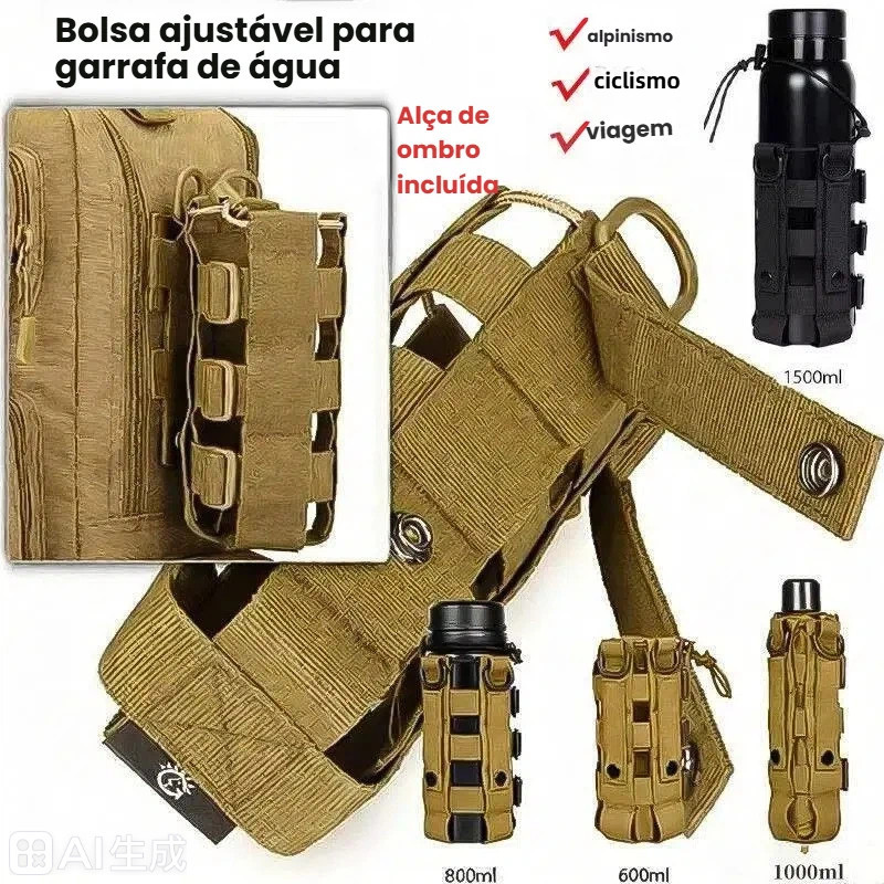 Bolsa Porta Garrafa Tática com Alça Transversal Porta Squeeze Copo Térmico para Ciclismo Camping Hidratação