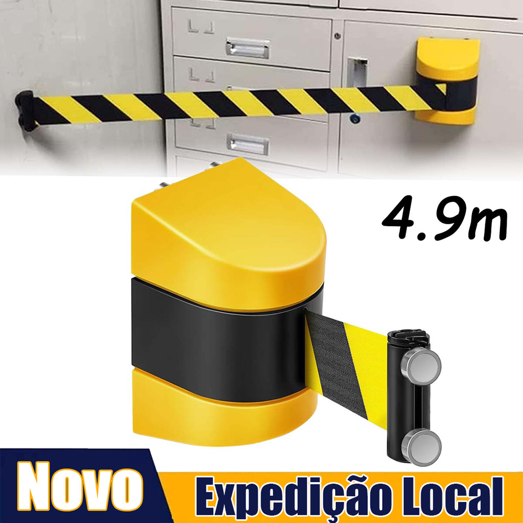 4.9m Barreira De Cinto Retrátil magnética de parede, Guarda-corpo retrátil, isolamento seguro da multidão