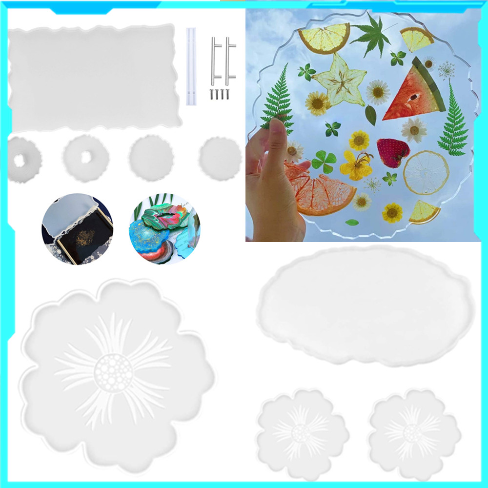 Molde de Silicone geométrico Oval redondo, faça você mesmo, resina epóxi, bandeja para fazer molde, prato de jantar, por